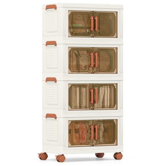 3 or 4 Tier Stackable Storage Bins with Lid & Lockable Wheels