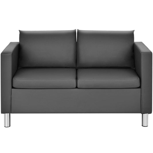 2-Seater PU Leather Accent Tub Sofa Loveseat with Pillows