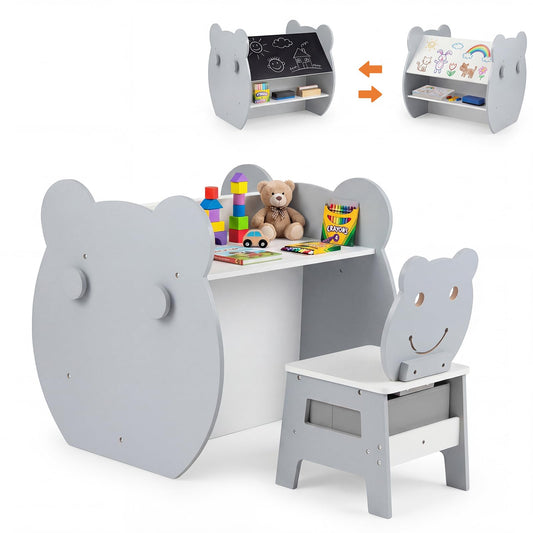 Toddler Table and Chair Set, 3 in 1 Activity Table with Reversible Whiteboard