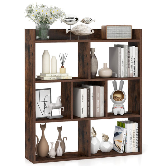 7 Cubes Open-back Bookshelf Home Storage Display Shelf