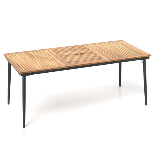 8-Seater 2m Acacia Wood Picnic Table with Slat Tabletop