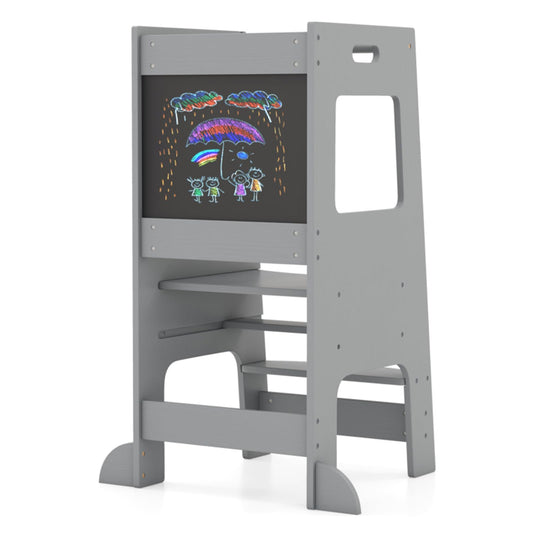 Height Adjustable Learning Tower with Safety Rail