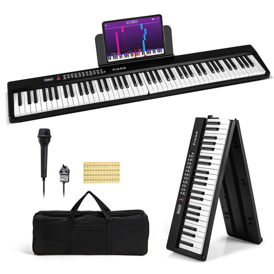 88 Key Folding Digital Piano Keyboard with Microphone