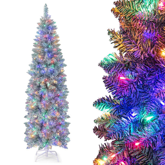 150/180 CM Slim Pencil Christmas Tree with 343/475 Branch Tips and 190/250 Colorful LED Lights