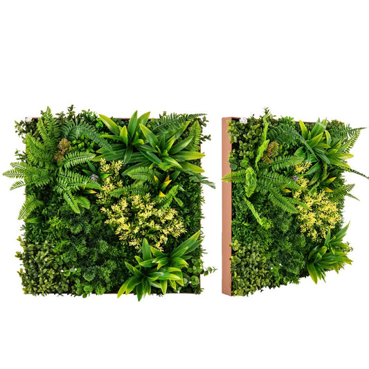 2 Pack Square Framed Artificial Foliage Wall Art for Balcony Home