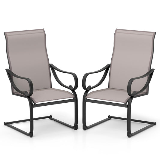 Outdoor C-Spring Garden Chairs Set of 2 with High Backrest