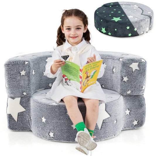 2 in 1 Glow in the Dark Sofa for Toddlers with Machine Washable Flannel Cover