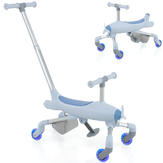 2 in 1 Kids Ride-on Push Car with Lighted Wheels