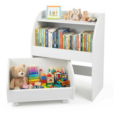 Toy Storage Organizer, Kids Bookcase with Movable Drawer