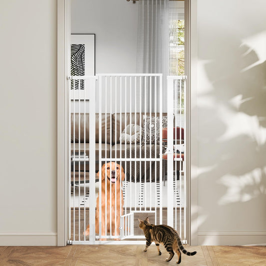 150cm Metal Pet Gates with 2 Extension Kits Lockable Small Door