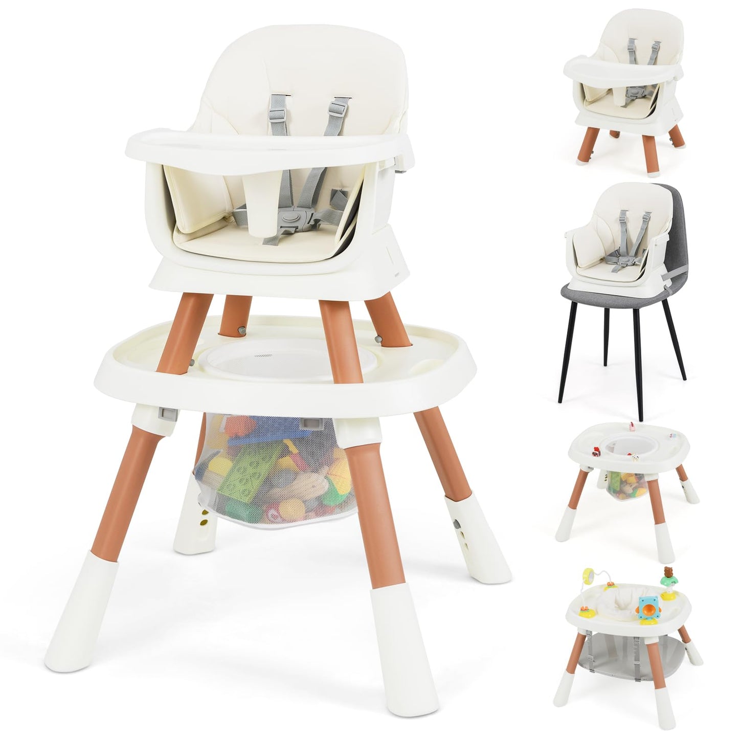 16 in 1 Convertible Highchair/Table Chair Set/Building Block Table/Booster Seat with Removable Tray