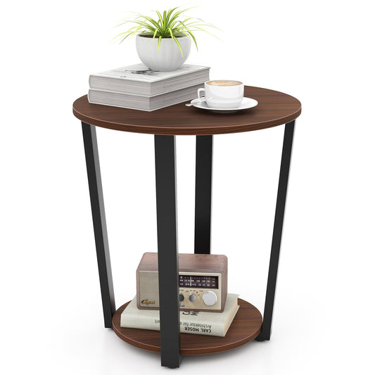 2-Tier Accent Side Table with Open Shelf
