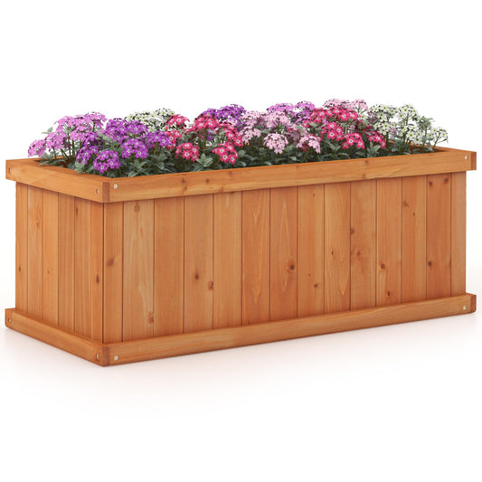 Wooden Garden Planter, Heavy Duty Rectangular Trough Box
