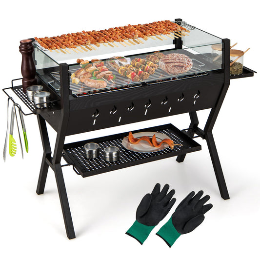 Barbecue Charcoal Grills with Wind Guard and Seasoning Racks