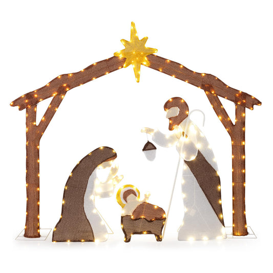 Lighted Outdoor Christmas Decoration Nativity Scene with LED Lights