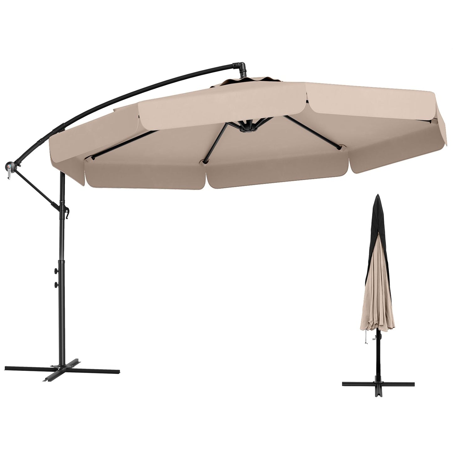 2.9M Patio Cantilever Parasol with Cover and Tilt Function