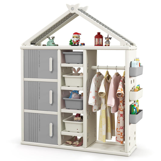 Kids Costume Storage Closet with Storage Bin