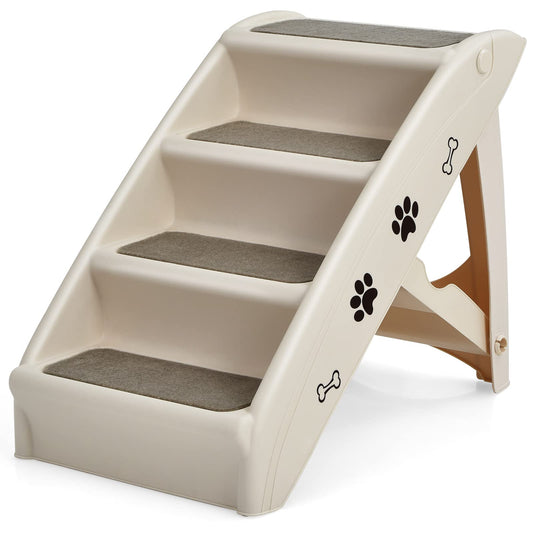 4 Steps Plastic Dog Stairs with Soft Felt