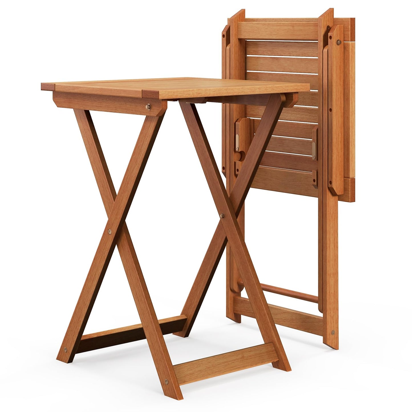 50cm Folding Table Outdoor Bistro Table with Slatted Tabletop