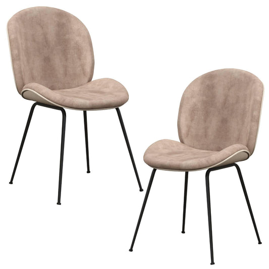GiantexUK Dining Chairs Set of 2, Upholstered Velvet Kitchen Chairs with Backrest, Metal Legs & Adjustable Foot Pads