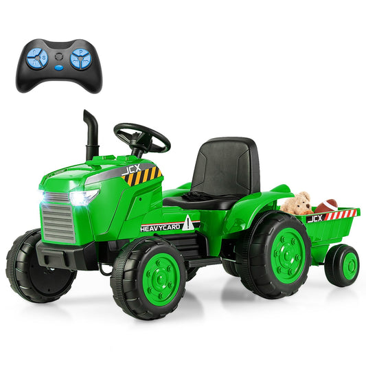 Electric Ride on Tractor, 12V Kids Toy Car with Detachable Trailer