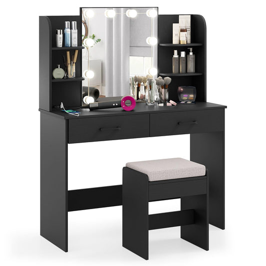 Vanity Set with 3-Color Lighting and Adjustable Brightness