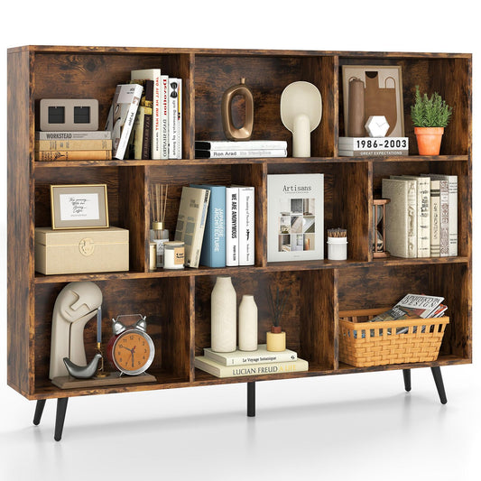 Bookcase 80/100/120/140 CM Storage Organizer with 4/5/5/5 Tapered Metal Legs