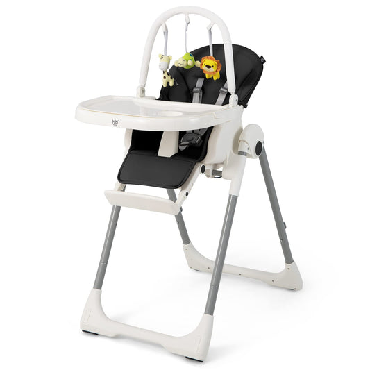 Foldable Reclining Infants High Chair with Removable Double Trays