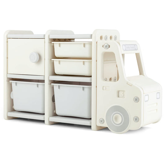 Truck-shaped Toddler Storage Cabinet Kids Toy Organizer