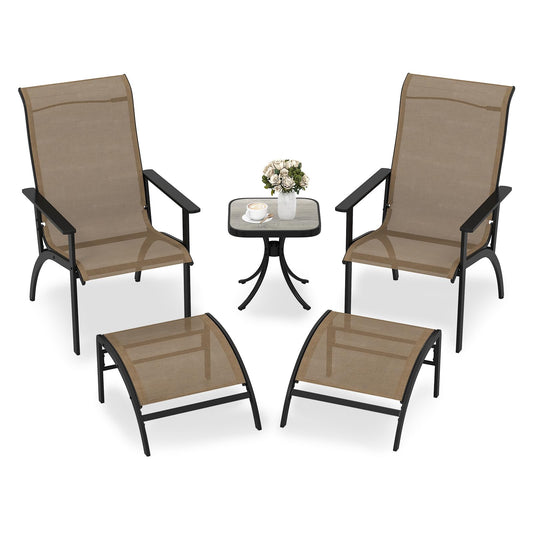 5 Pieces Adirondack Chair Set with Ottomans and Side Table