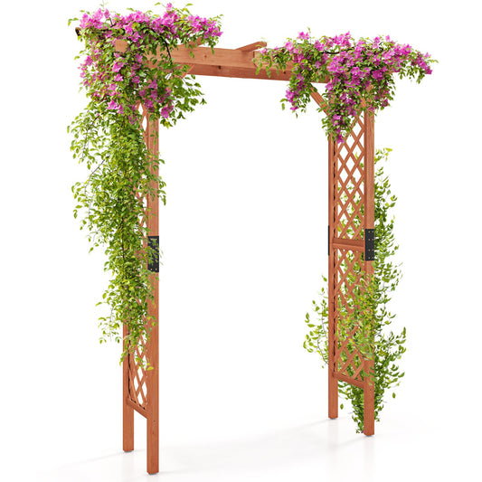 Wooden Garden Arch Entryway Trellis Pergola Arbour(152 x 80 x 215cm)