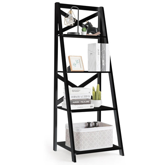 4 Tier Wooden Ladder Shelving Unit