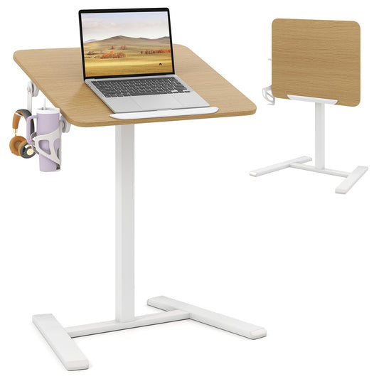 Foldable Mobile Standing Desk Rolling Laptop Desk with 90° Tiltable Tabletop