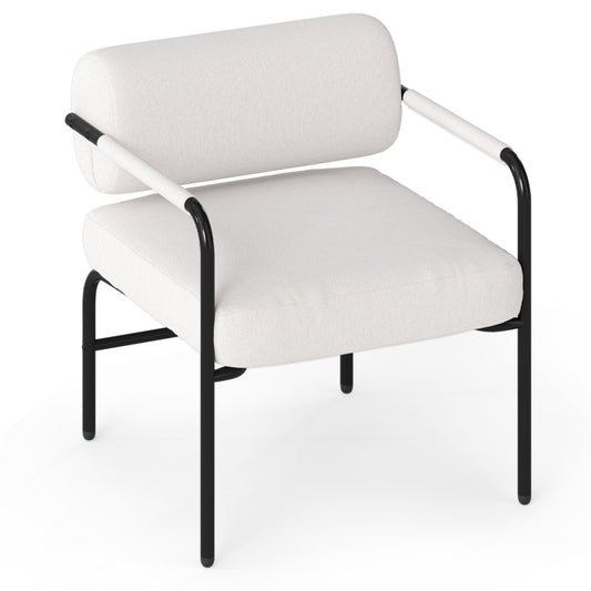 Upholstered Velvet Accent Chair with Cylindrical Backrest