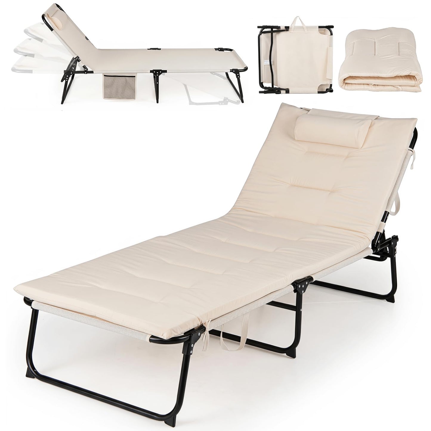 Garden Sunbed Sunbathing Recliner Outdoor Chaise Lounge Chair