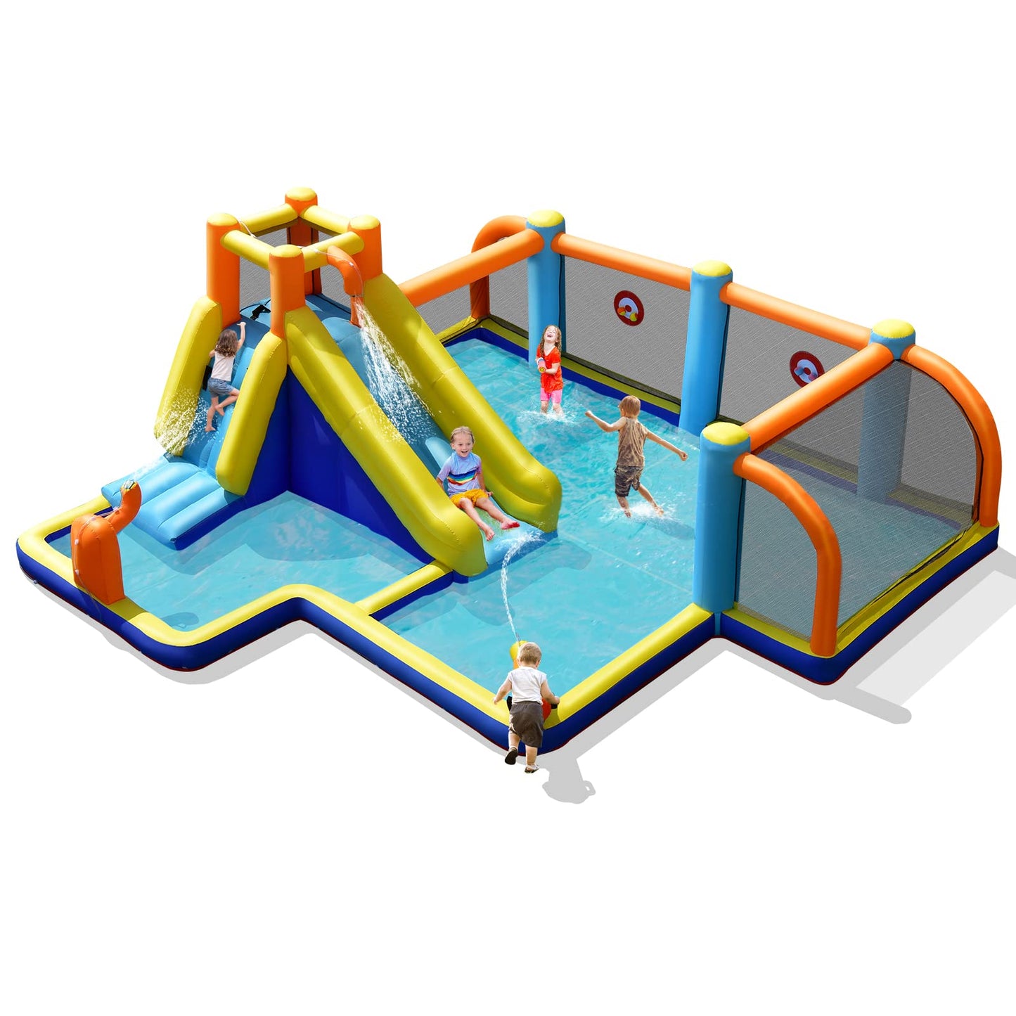 Jumping Bouncy Castle with Climbing Wall for Kids Summer Play without blower