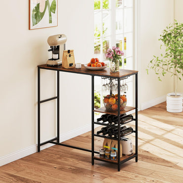 Metal Frame Kitchen Table with Storage Shelves