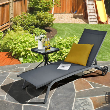 6 Positions Adjustable Chaise Lounge Deck Sunbed