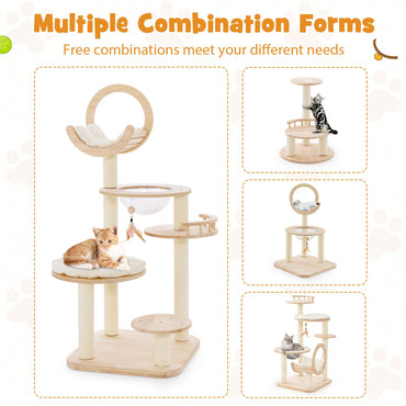 Convertible Cats Climbing Tower with Scratching Posts & Space Capsule Bed