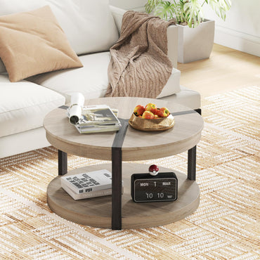 2-Tier 88cm Rubber Wood Cocktail Center Accent Tea End Sofa Side Table
