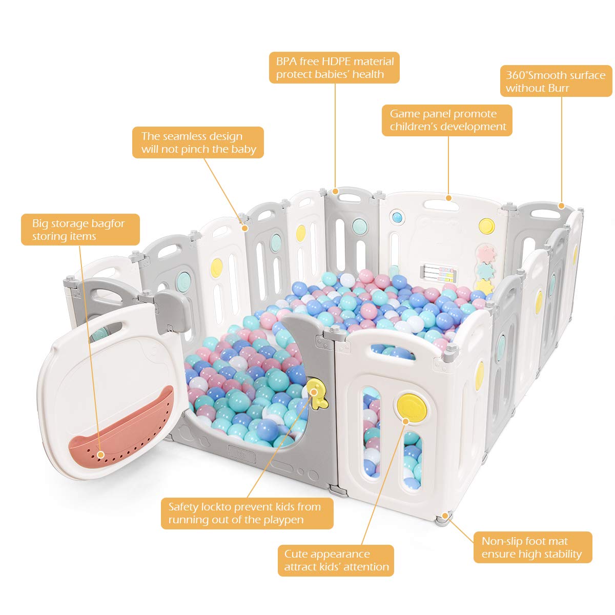 Toddler Playard Activity Center with Lockable Door