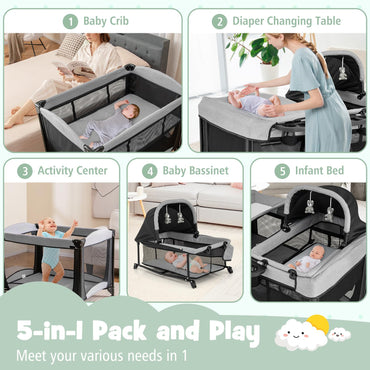 Portable Baby Crib Bassinet with Mattress