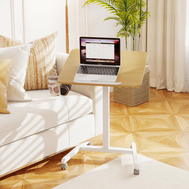 Foldable Mobile Standing Desk Portable Computer Workstation with Hook and Cup Holder