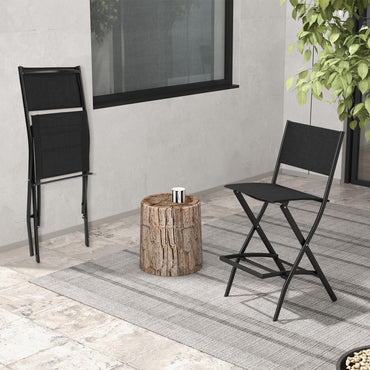 Portable Folding Patio Chairs Set of 4 with Curved Backrest & Footrest