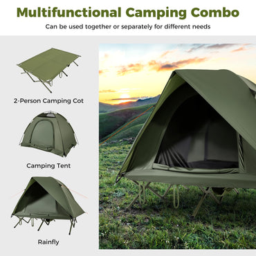 2-Person Camping Cot Tent Foldable Off-Ground Camping Combo for Adults