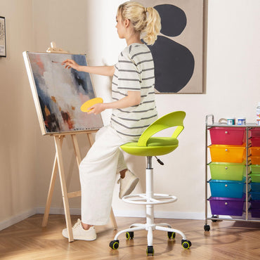 Drafting Stool Rolling Tall Desk Chair with Wheels