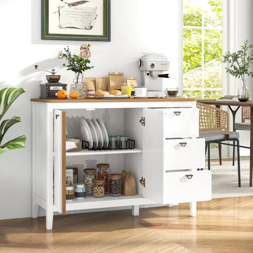 Buffet Cabinet with 2 Door and 3 Pull-out Drawers for Living Room