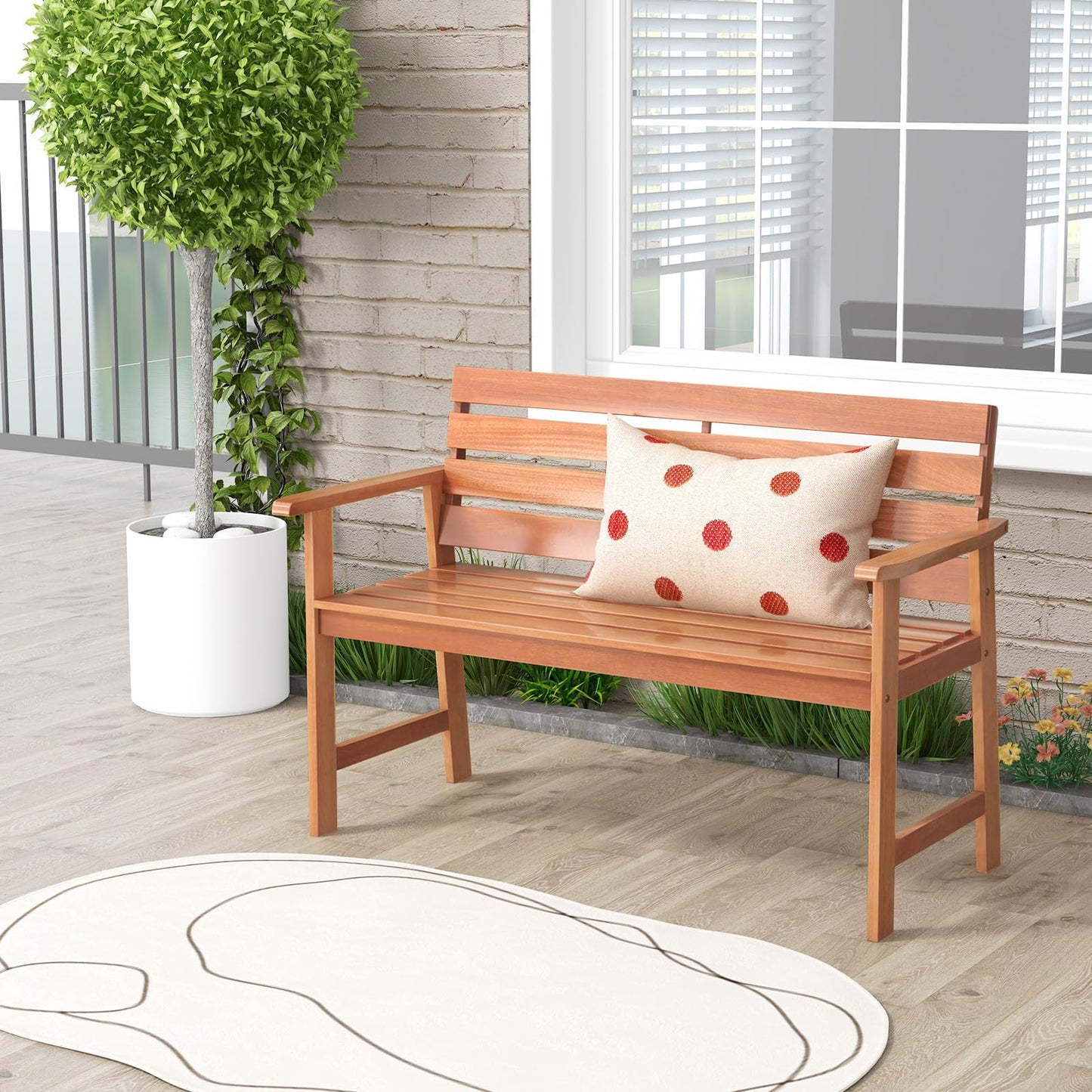 2-Seater Hardwood Ergonomic Garden Bench