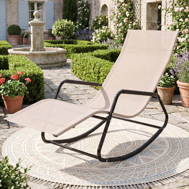 Rocking Sun Lounger, Zero Gravity Recliner Garden Rocking Chair with Armrests