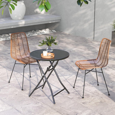 Round Bistro Table with Tempered Glass Tabletop
